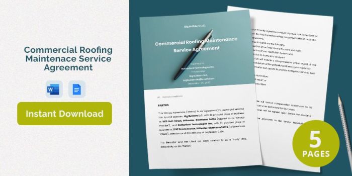 Commercial Roofing Maintenance Service Agreement in Word - Download ...